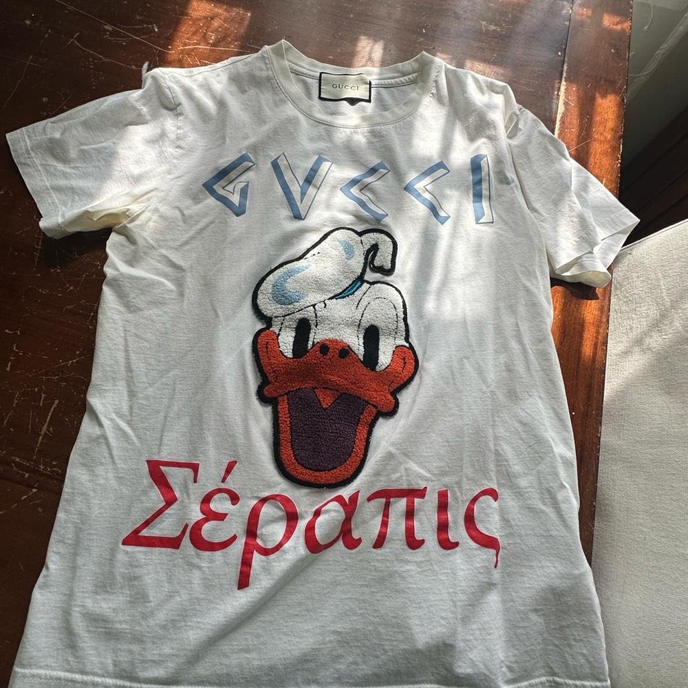 Gucci White T-Shirt with Donald Duck Graphic